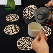 Elegant Textured Laser Cut Coaster Set – Stylish & Durable (Set of 6)
